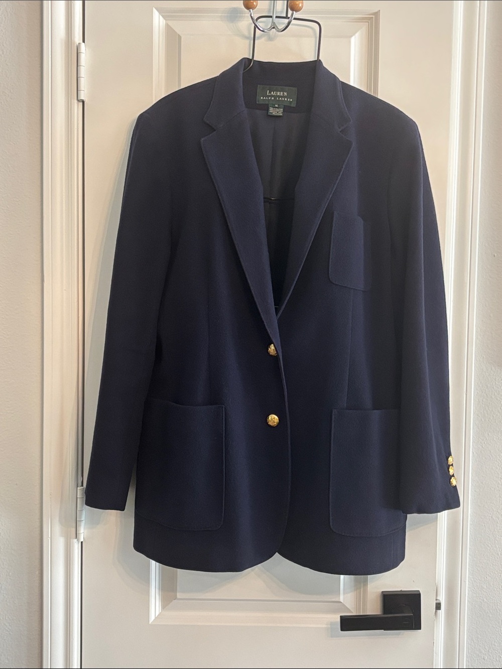 Lauren Ralph Lauren Women’s Wool Cashmere BlendNavy Blazer with Gold Buttons. 16
